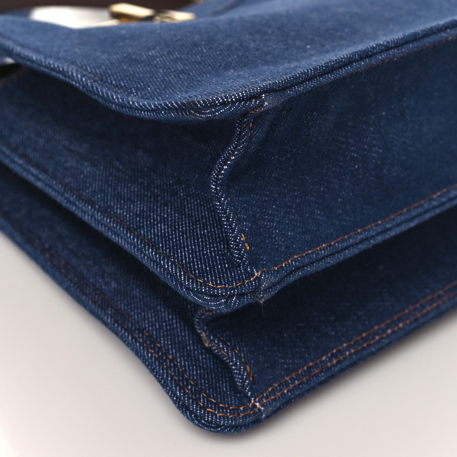 Fendi Denim Fabric Jacquard Cuoio FF 1974 Medium Peekaboo I SEE U Satchel Blue Tobacco Moro 9 of 10
