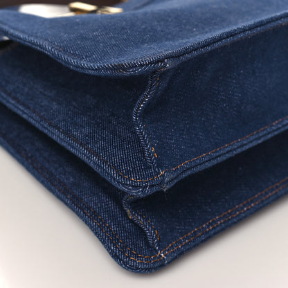 Fendi Denim Fabric Jacquard Cuoio FF 1974 Medium Peekaboo I SEE U Satchel Blue Tobacco Moro 9 of 10