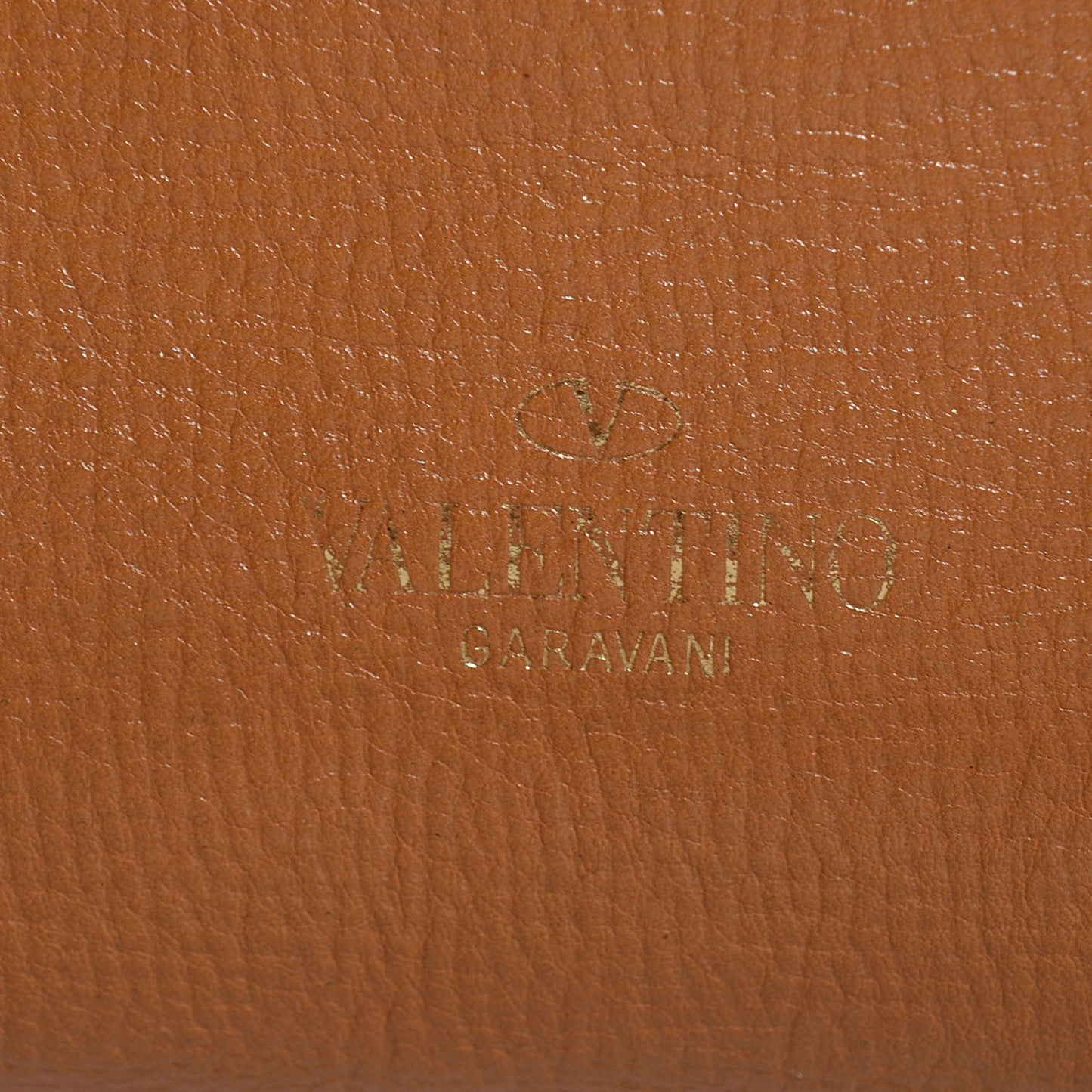 Textured Calfskin Rockstud Double Handle Tote Tan