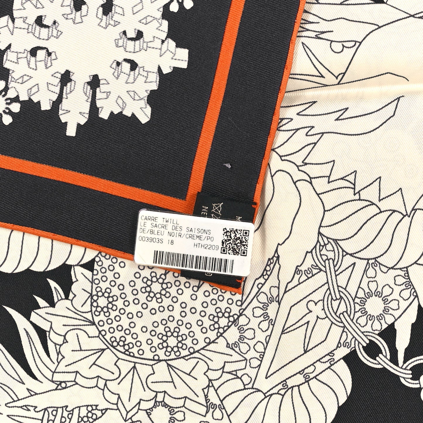 Silk Le Sacre Des Saisons Scarf 90 Bleu Black Creme