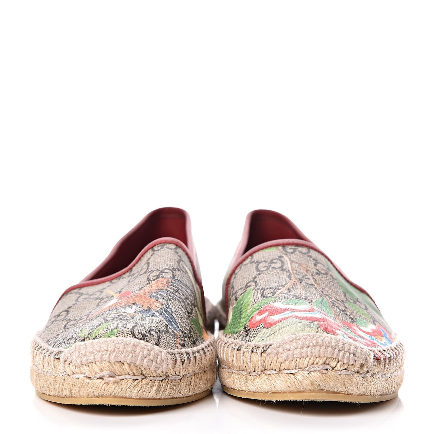 GG Supreme Monogram Tian Womens Espadrilles 38.5 Beige Multicolor Red