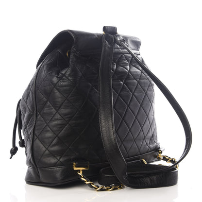Chanel Lambskin Quilted Drawstring Backpack Black 2 of 8