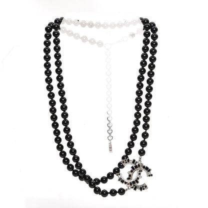 Chanel Ruthenium Baguette Crystal CC Beaded Long Necklace Black 3 of 6