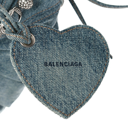 Balenciaga Washed Frayed Denim Crystal Small Le Cagole Shoulder Bag Blue 11 of 11