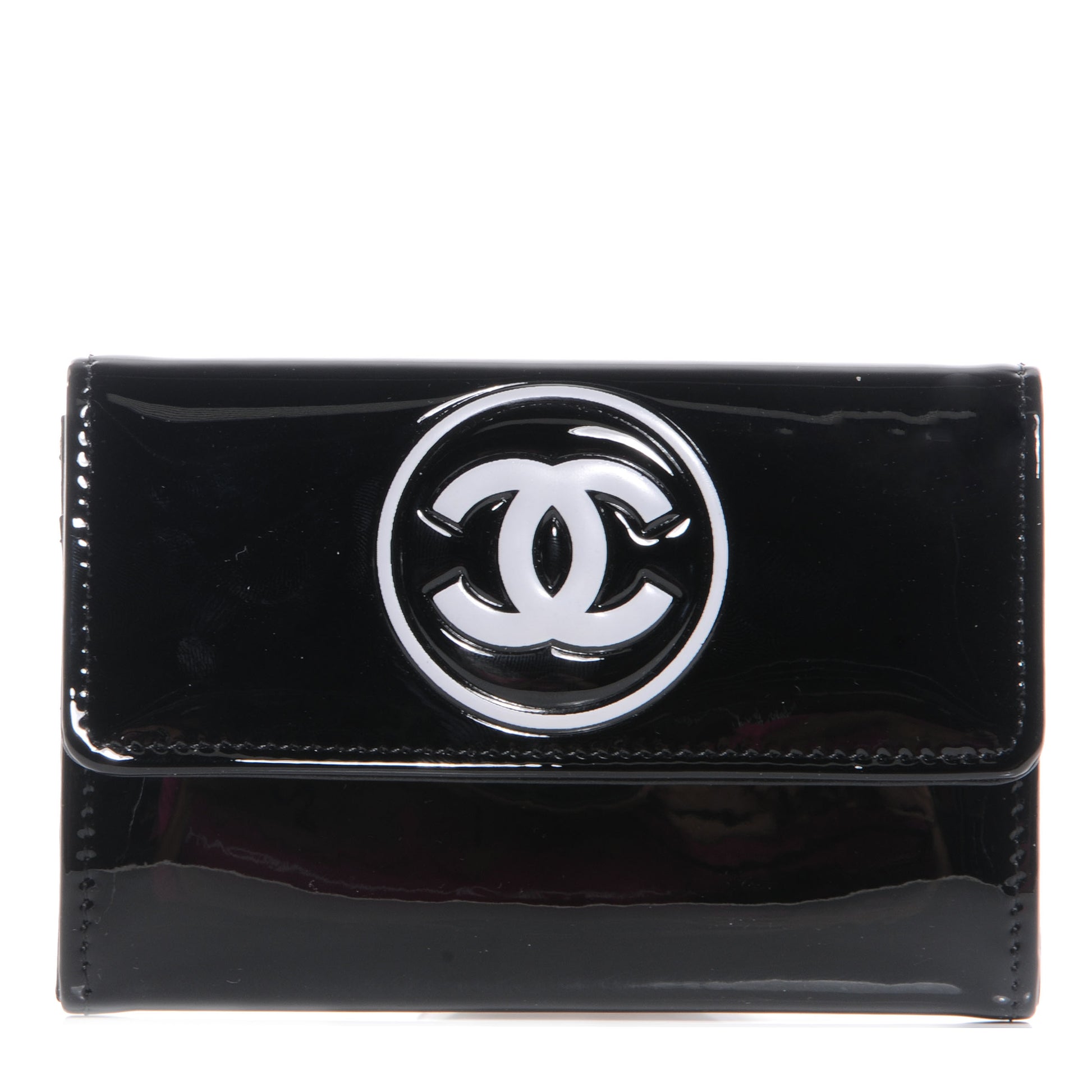 Chanel Patent CC Card Holder Black White 1 of 8