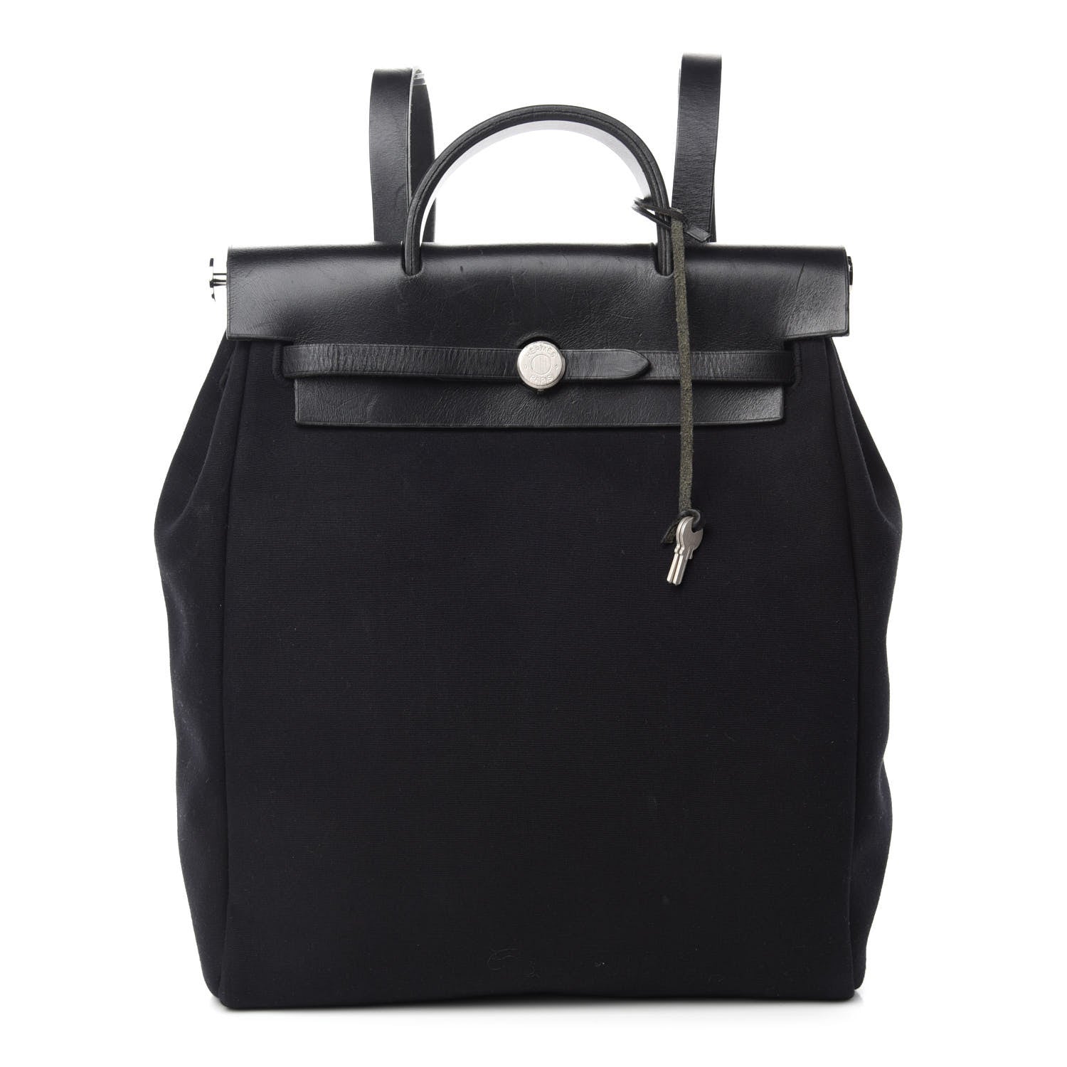 Hermes Toile Vache Calfskin Herbag 30 PM Backpack Black 1 of 12