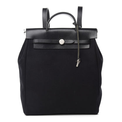 Hermes Toile Vache Calfskin Herbag 30 PM Backpack Black 1 of 12