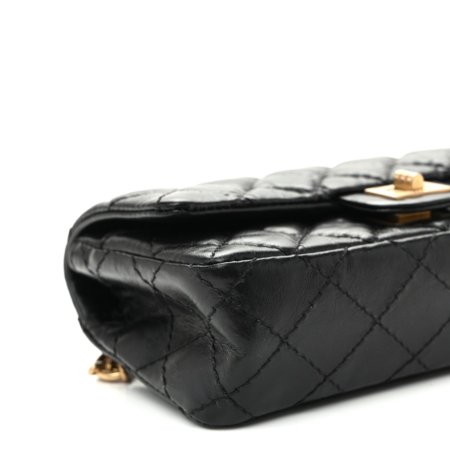 Aged Calfskin Quilted 2.55 Reissue Flap Belt Bag Clutch Black