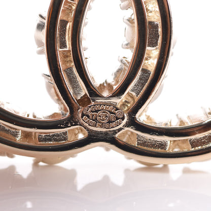Chanel Pearl Crystal CC Brooch Gold Pearly White 4 of 5