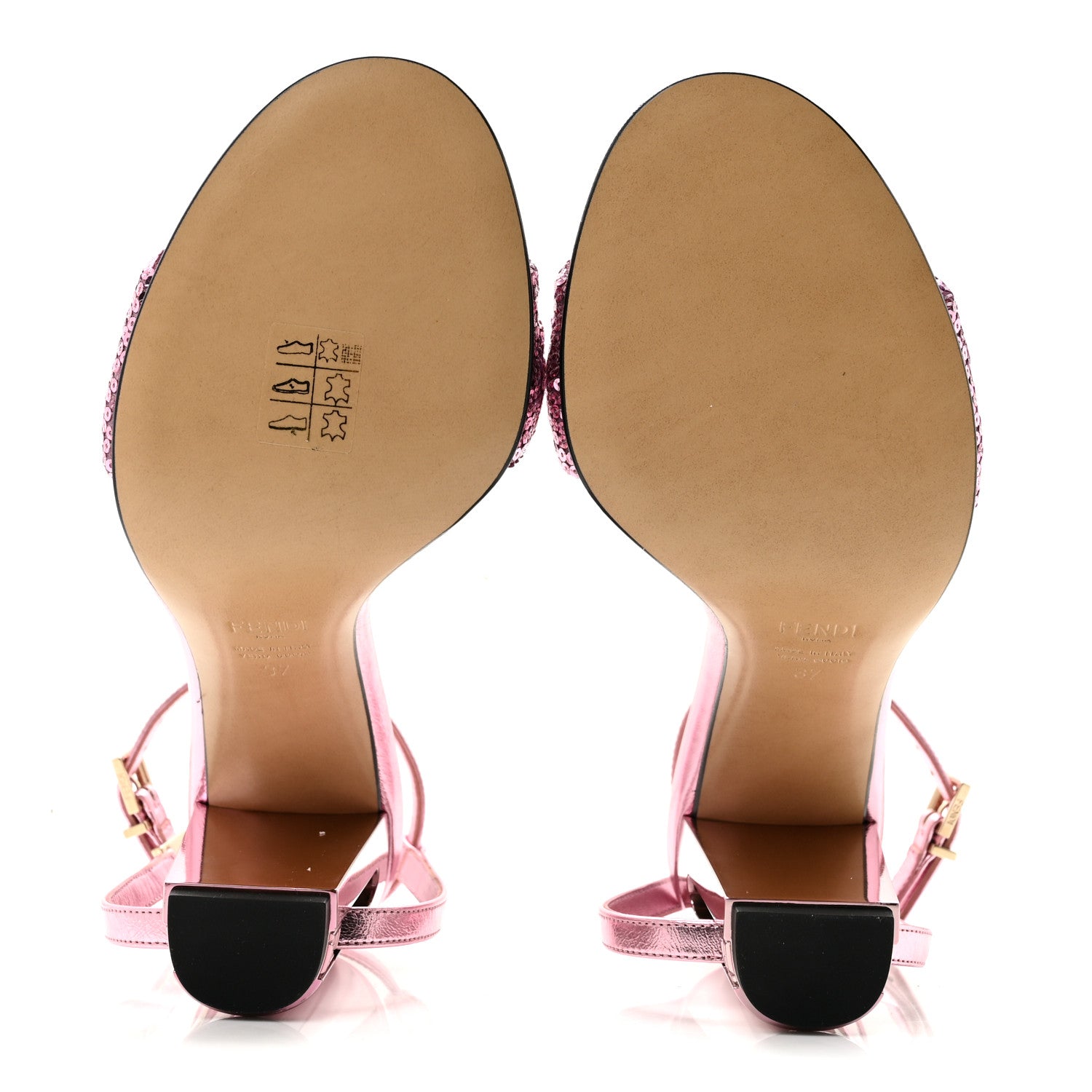 Fendi Ricamo Sequin Paillettes Vitello Grace FF Delfina Sandals 37 Lavanda Rosa 6 of 8