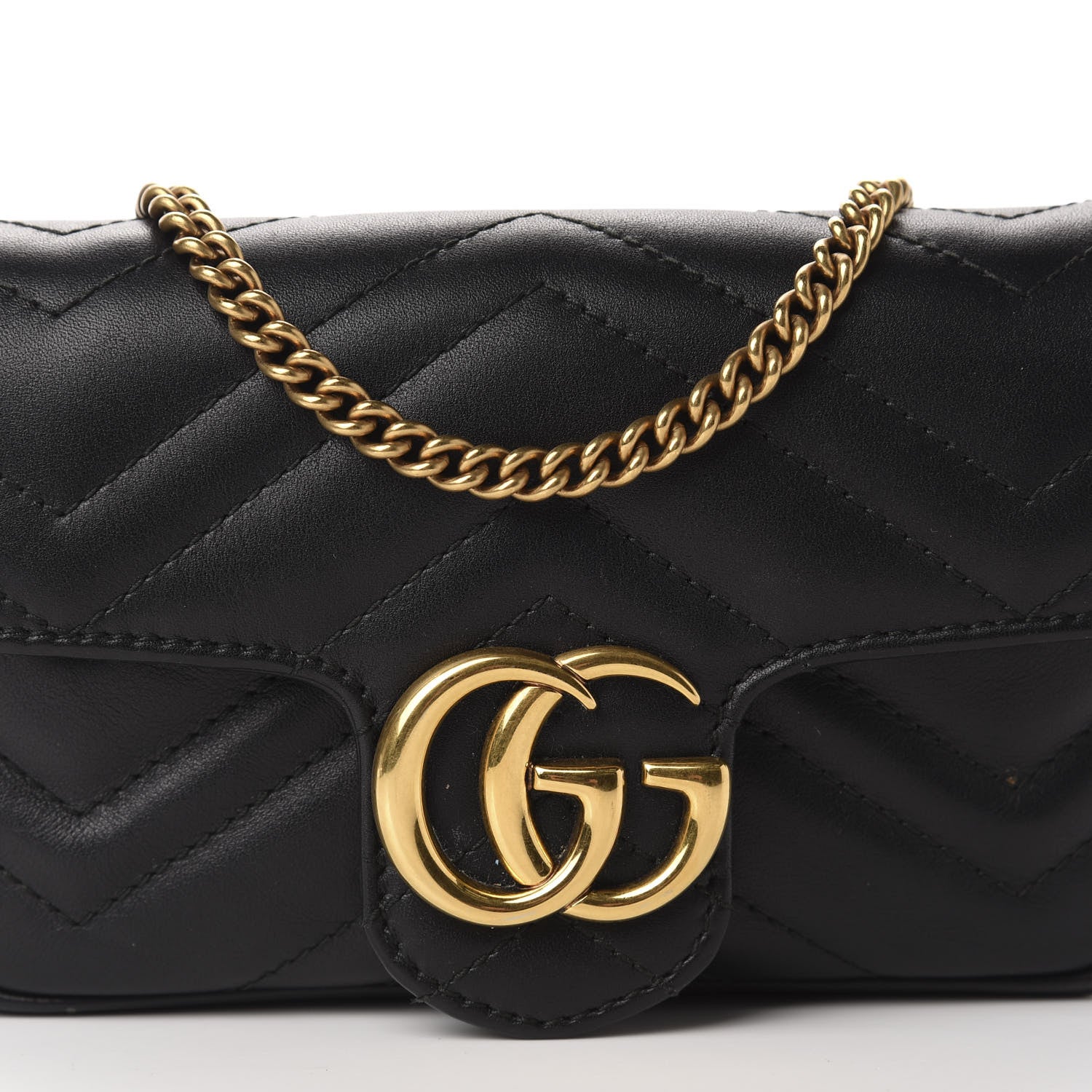 Gucci Calfskin Matelasse Super Mini GG Marmont Shoulder Bag Black 11 of 11
