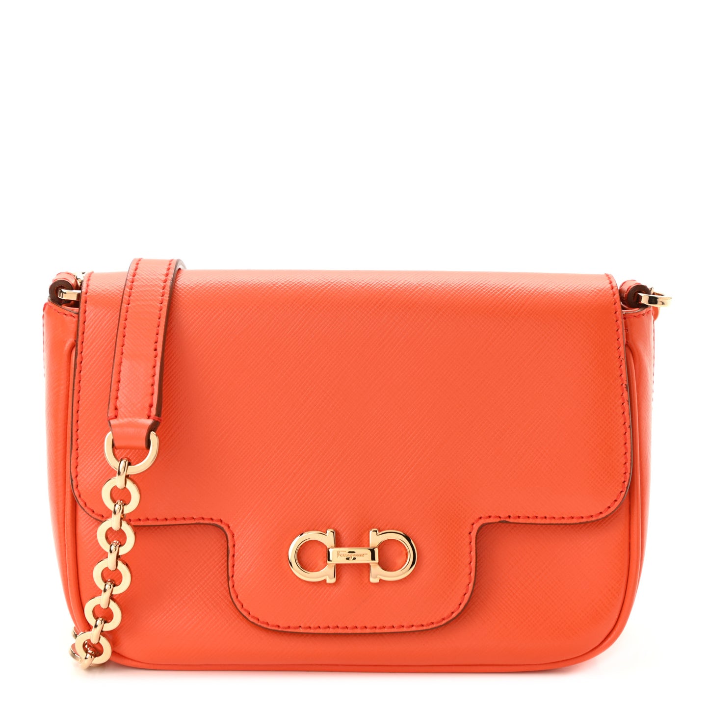 Printed Calfskin Gancio Crossbody Bag Orange