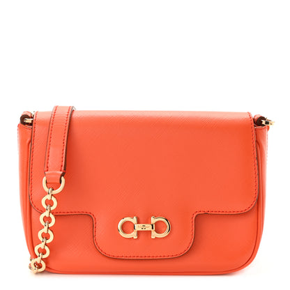 Salvatore Ferragamo Printed Calfskin Gancio Crossbody Bag Orange 1 of 9