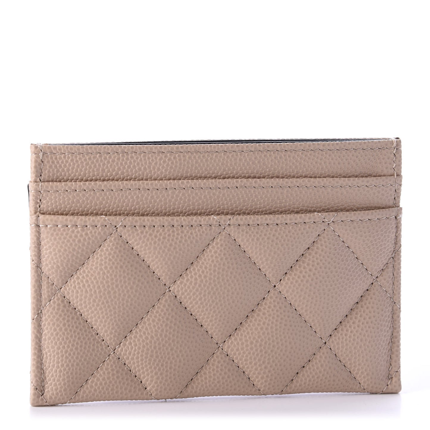 Caviar Quilted Filigree Card Holder Beige Black