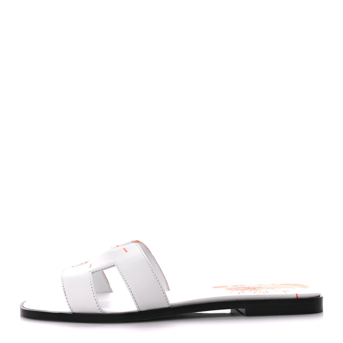 Calfskin Printed Peinture Fraiche Oran Sandals 39 White Orange