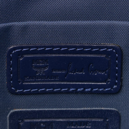 MCM Nylon Monogram Calfskin Tote Navy 6 of 12