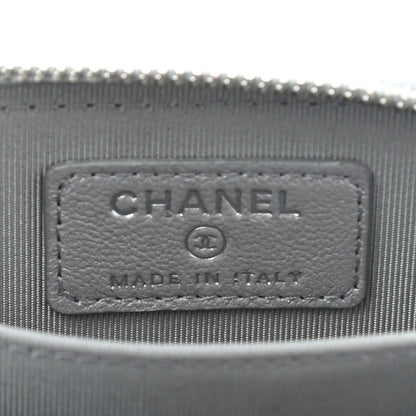 Chanel Glittered Metallic Caviar Quilted Zip Coin Purse Wallet Silver 6 of 7