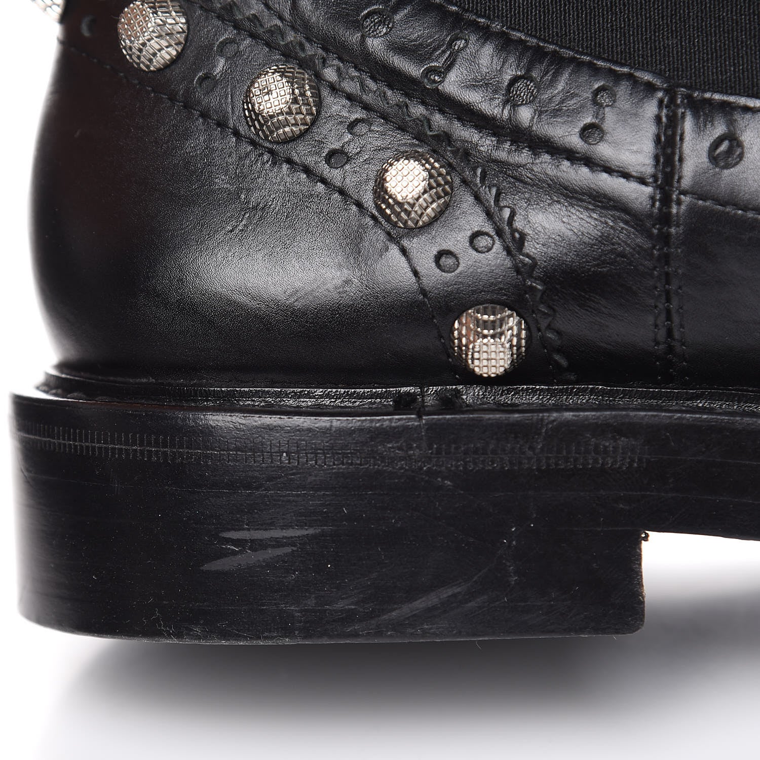 Balenciaga Calfskin Womens Studded Chelsea Boots 40 Black 9 of 10
