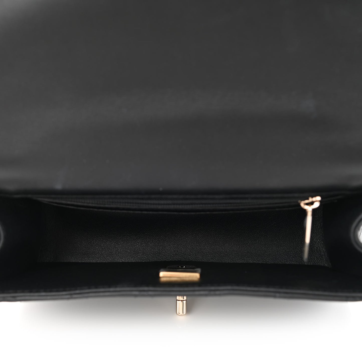 Lambskin Quilted Mini Top Handle Rectangular Flap Black