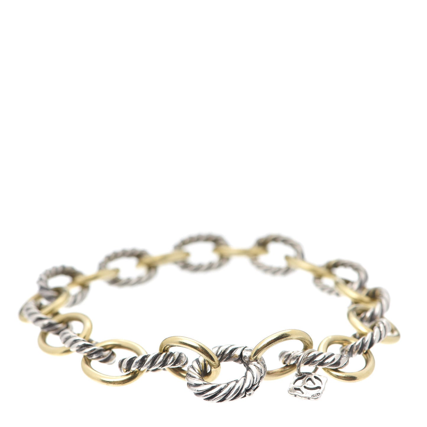 Sterling Silver 18K Yellow Gold 10mm Medium Oval Link Bracelet