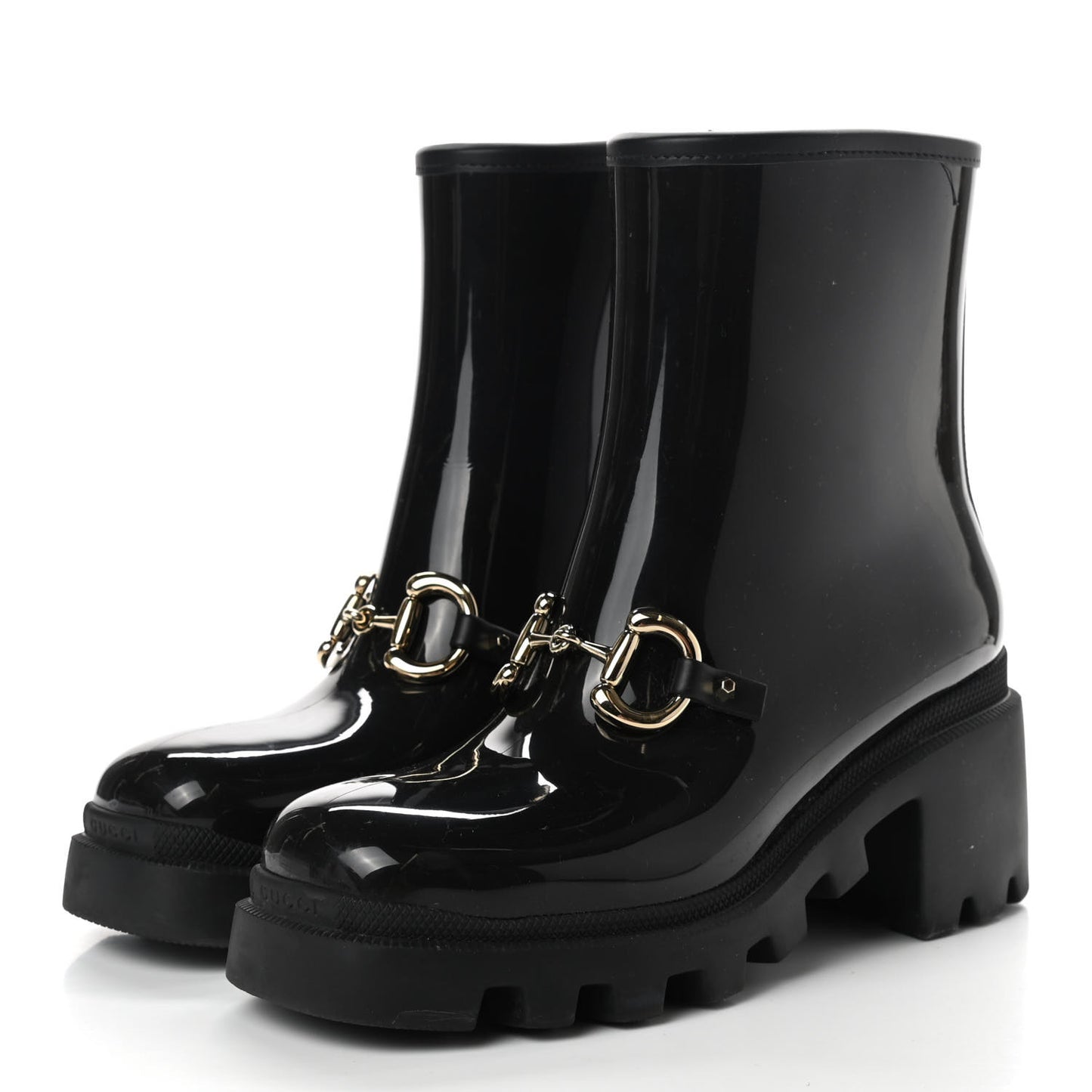 Rubber Womens Horsebit Ankle Boots 37 Black