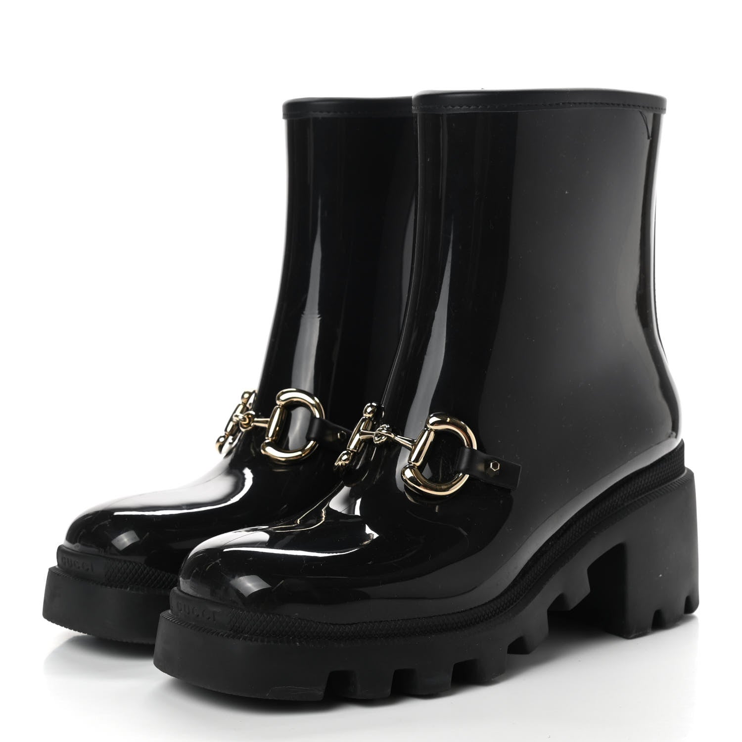 Gucci Rubber Womens Horsebit Ankle Boots 37 Black 3 of 7