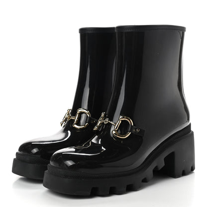 Gucci Rubber Womens Horsebit Ankle Boots 37 Black 3 of 7