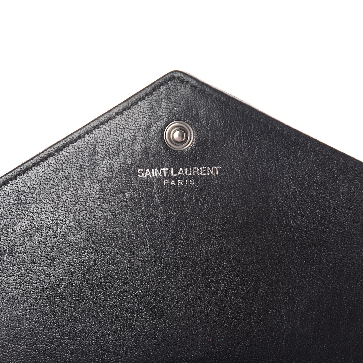 Saint Laurent Sheepskin Tri-Quilt Monogram Envelope Chain Wallet Black 8 of 10