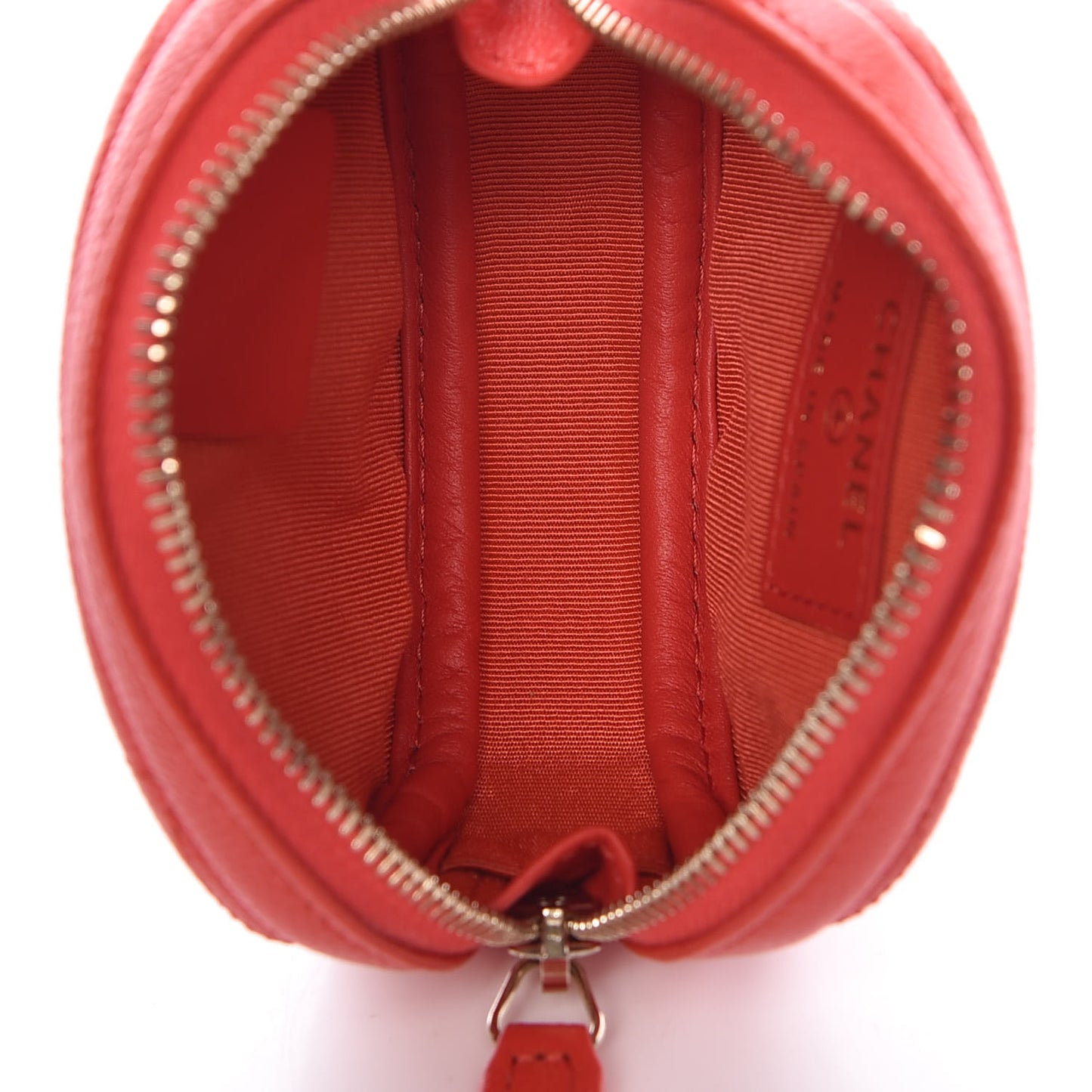 Caviar Quilted Zip Around Classic Coin Purse Red