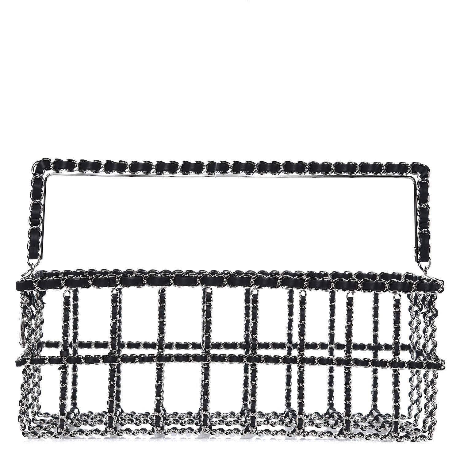 Chanel Brass Calfskin Grocery By Minaudiere Shopping Basket Silver 1 of 9