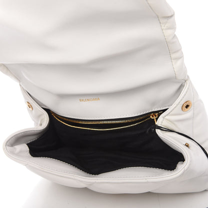Balenciaga Nappa Calfskin Quilted Touch B Puffy Clutch White 5 of 9