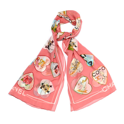 Chanel Silk Hearts Scarf Pink 1 of 4