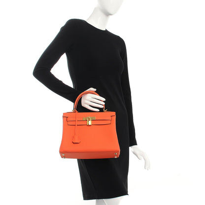 Hermes Togo Kelly Retourne 28 Orange Poppy 3 of 31