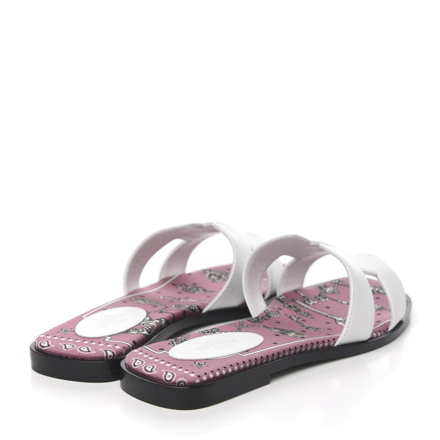 Hermes Box Calfskin Oran Sandals 37 White Bois De Rose 3 of 9