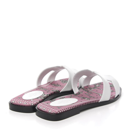Hermes Box Calfskin Oran Sandals 37 White Bois De Rose 3 of 9