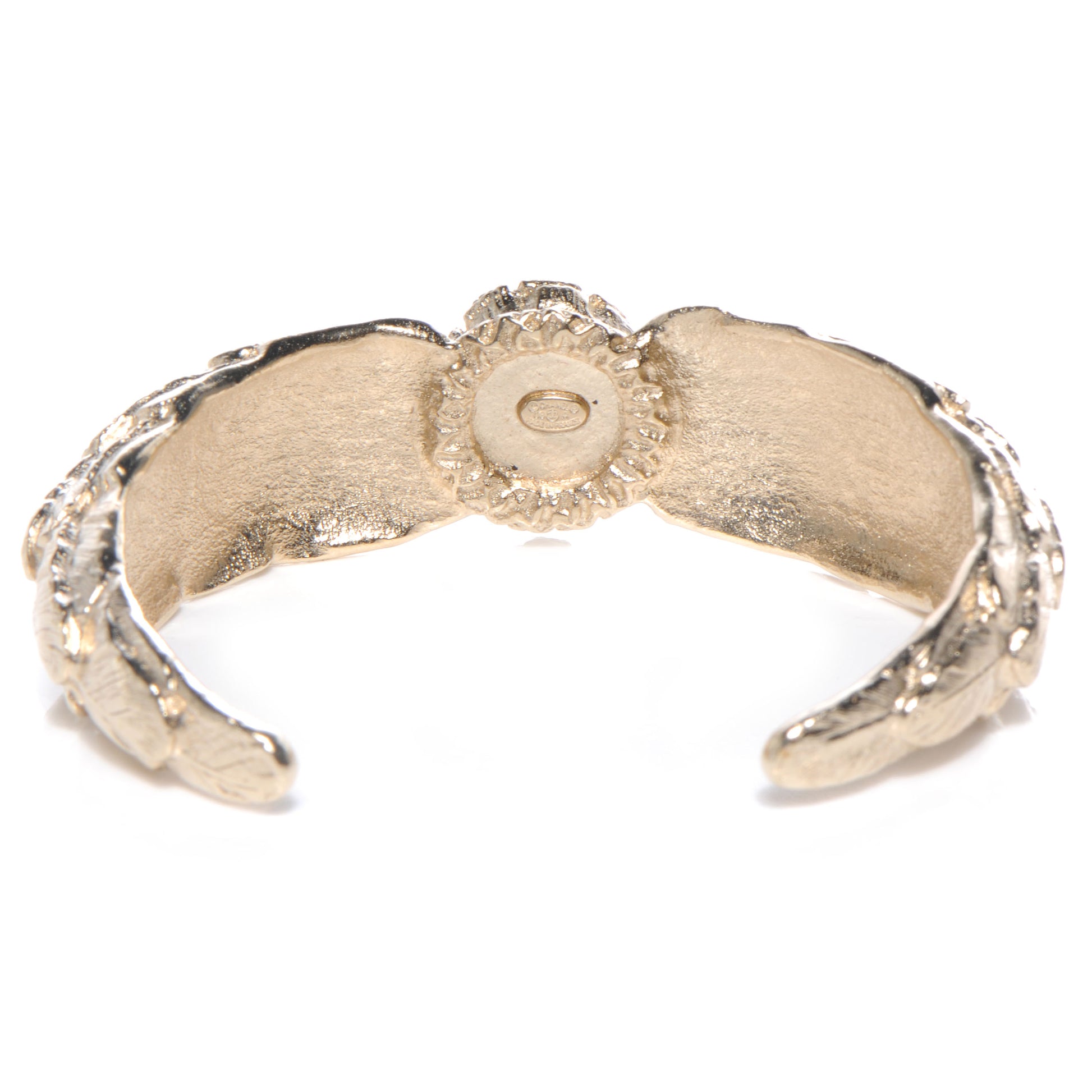 Chanel Crystal Pearl Feather Cuff Light Gold 3 of 6