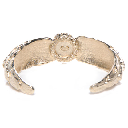 Chanel Crystal Pearl Feather Cuff Light Gold 3 of 6