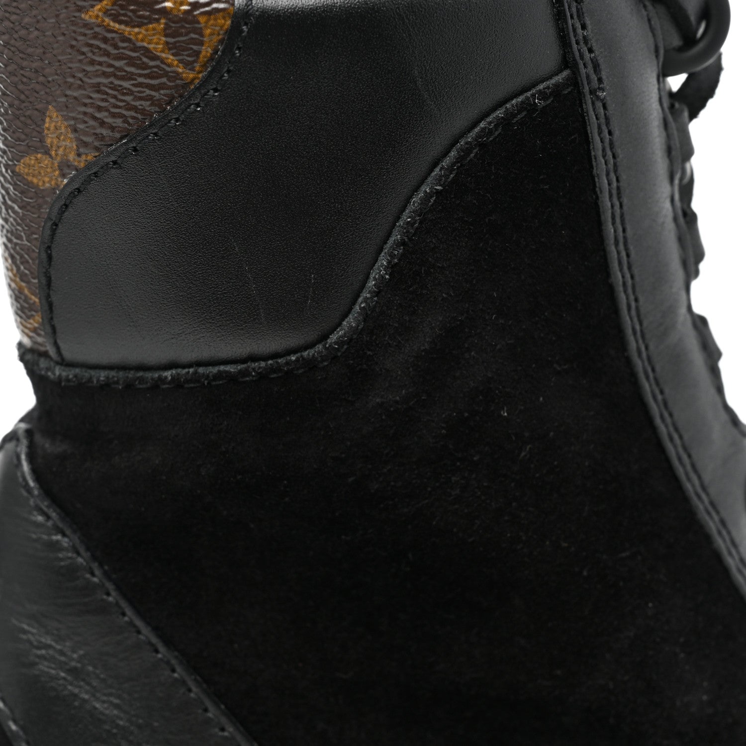 Louis Vuitton Suede Calfskin Monogram Laureate Platform Desert Boots 38.5 Black 13 of 18