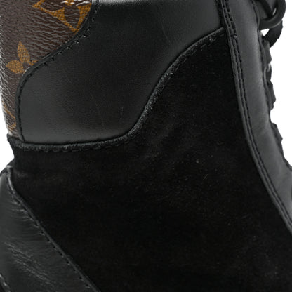 Louis Vuitton Suede Calfskin Monogram Laureate Platform Desert Boots 38.5 Black 13 of 18