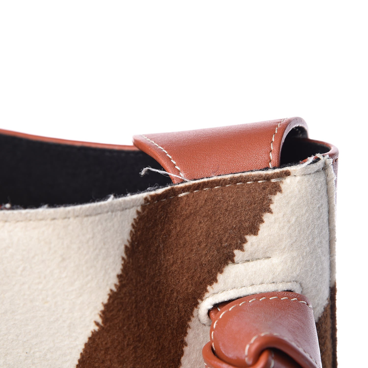 Celine Shiny Smooth Calfskin Zebra Printed Calf Hair Small Twisted Cabas Chalk Brick 14 of 14
