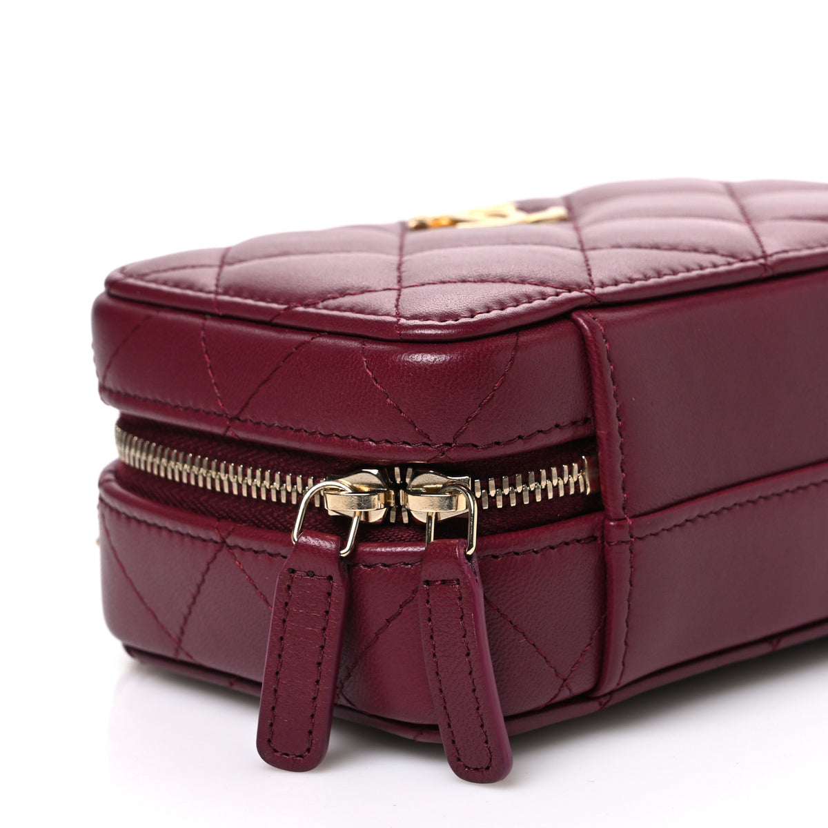 Chanel Lambskin Quilted Top Handle Mini Vanity Case Burgundy 9 of 10