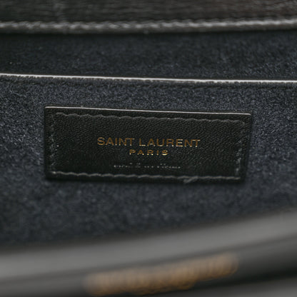 Saint Laurent Smooth Calfskin Medium Monogram Sunset Satchel Black 6 of 12