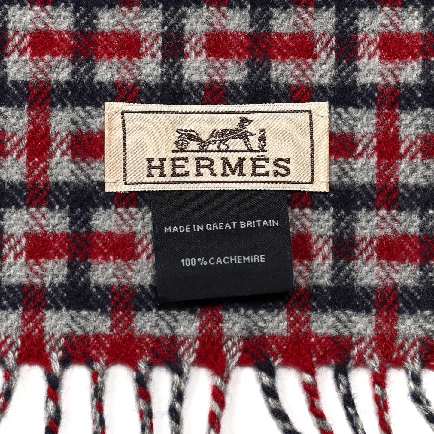 Cashmere H Ecossais Muffler Marine Bordeaux Gris Clair
