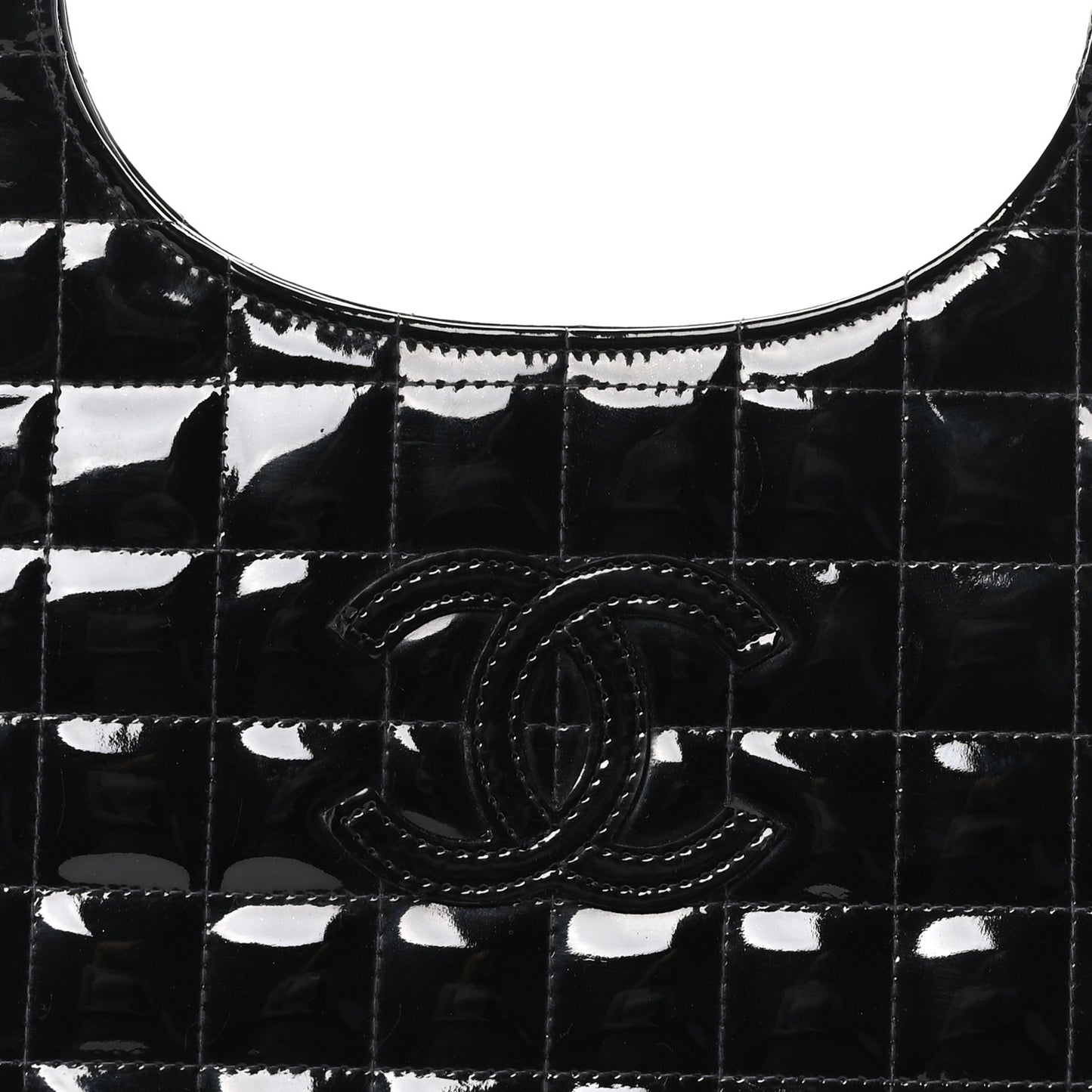 Patent Chocolate Bar Quilted CC Shoulder Bag Black