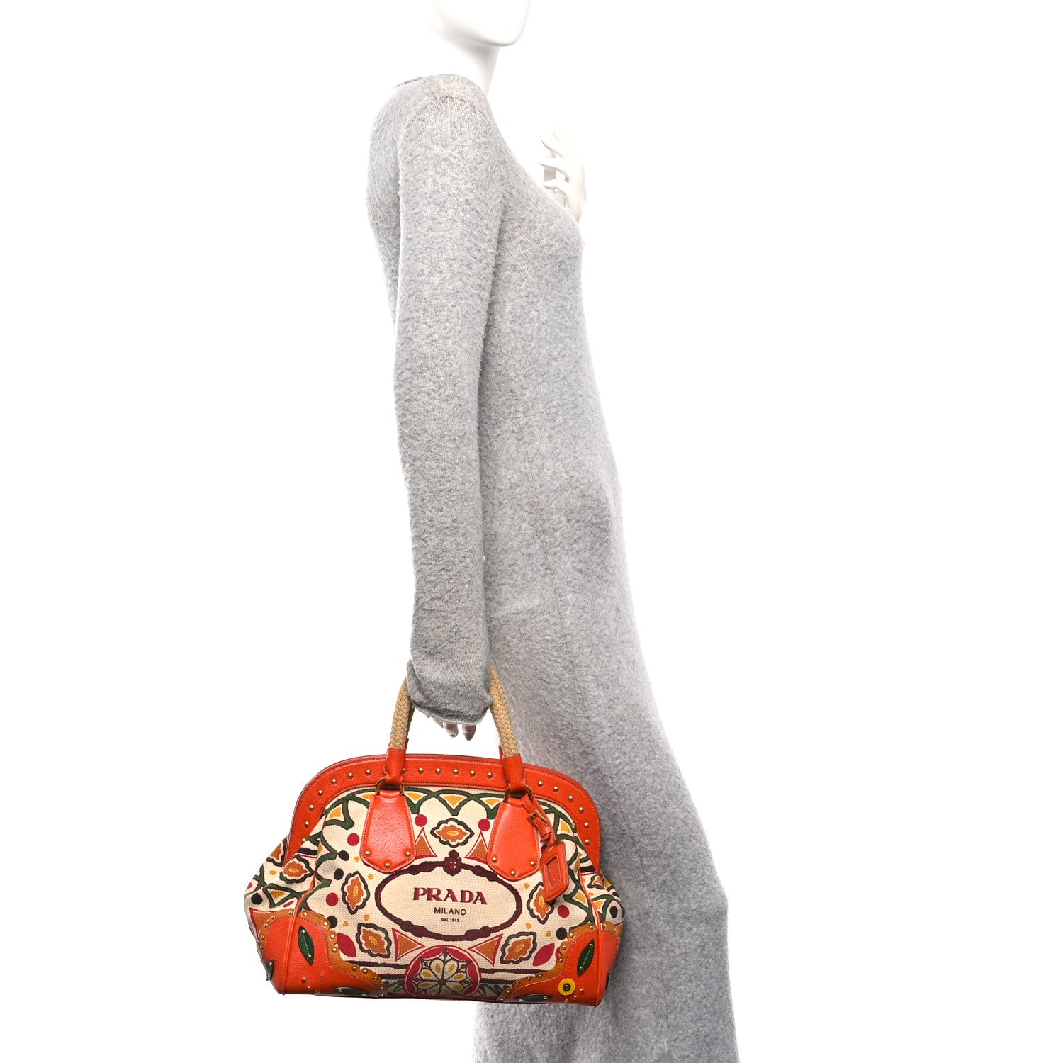 Prada Canapa Stampata Frame Bag Papaya 1837075 – FASHIONPHILE