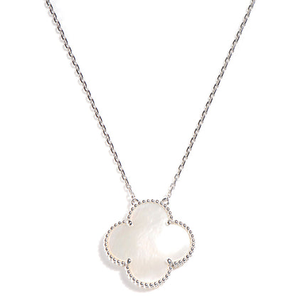Van Cleef & Arpels 18K White Gold Mother of Pearl Magic Alhambra Pendant Necklace 1 of 6