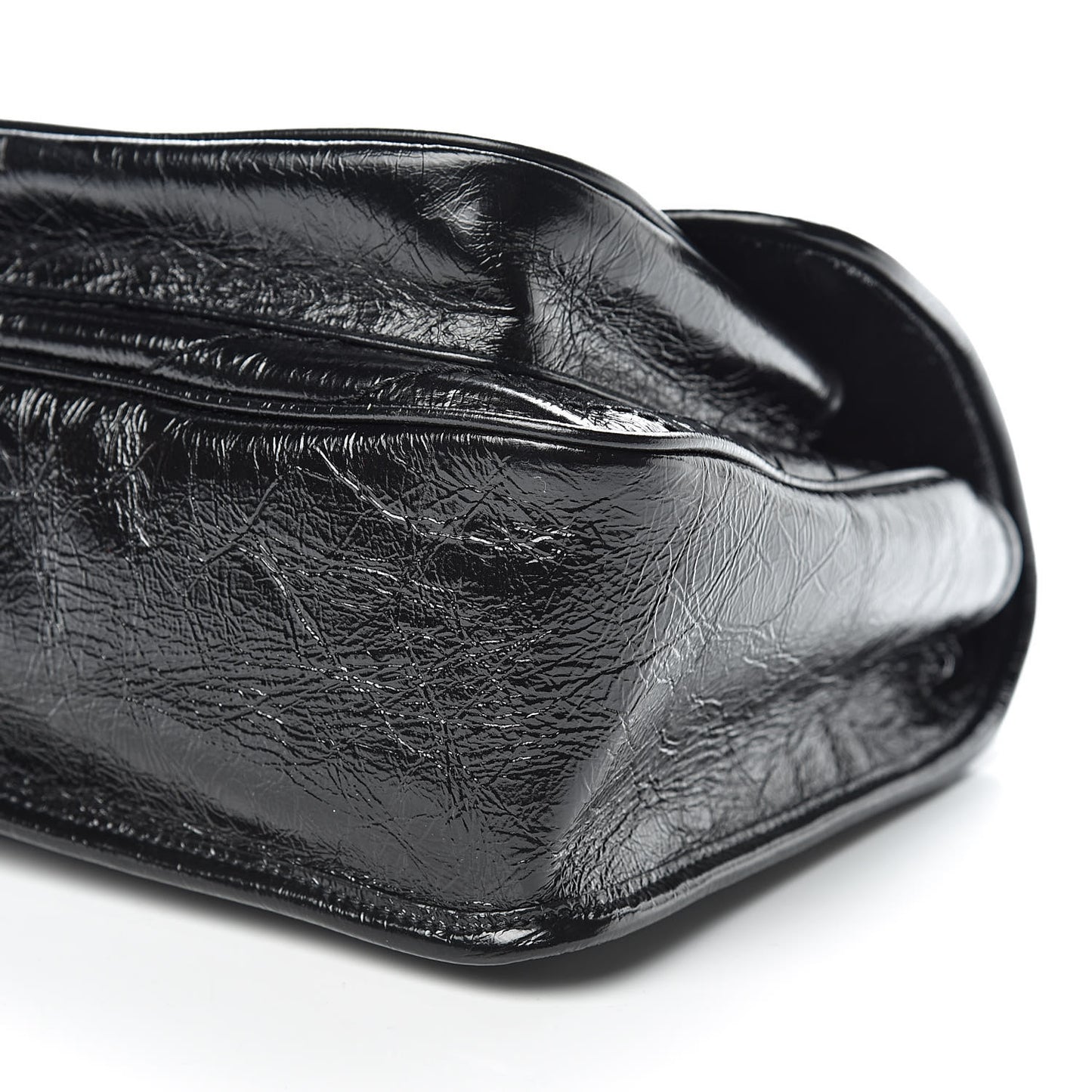 Crinkled Calfskin Matelasse Monogram Medium Niki Chain Satchel Black