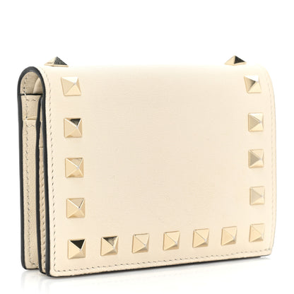 Valentino Garavani Calfskin Rockstud French Flap Wallet Light Ivory 3 of 11