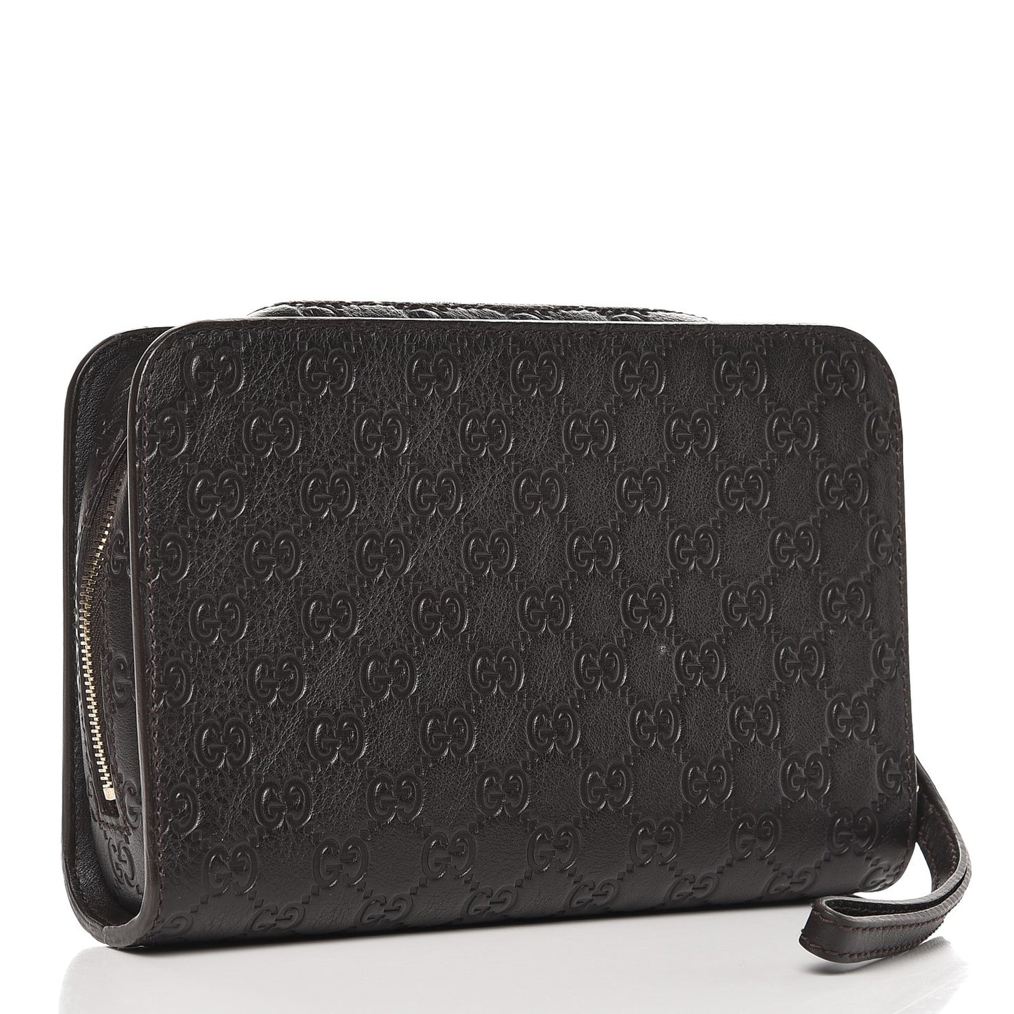 Guccissima Zip Clutch Dark Brown
