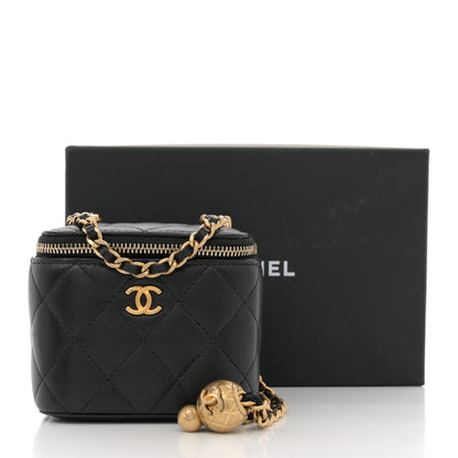 Chanel Lambskin Quilted Mini Pearl Crush Vanity Case With Chain Black 11 of 11
